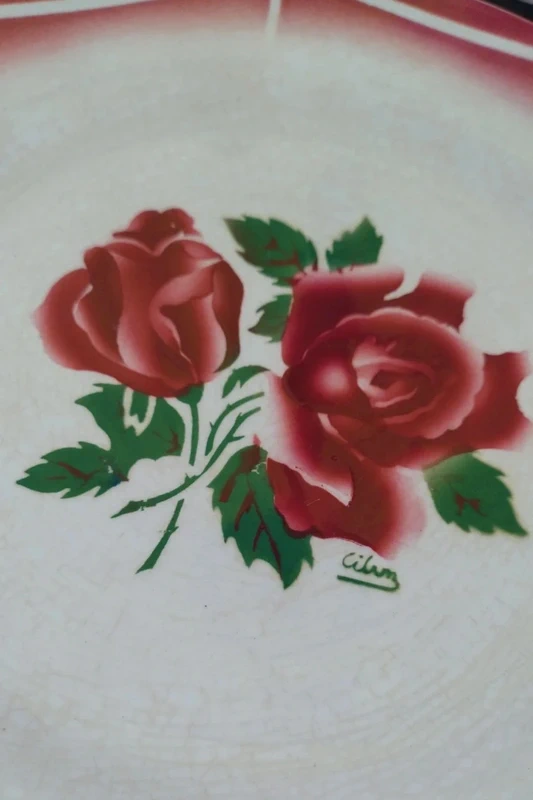 lotto n.7 piatto rosa decoro rosa cibon digoin sarreguemines lotto n.7 piatto rosa decoro rosa cibon digoin sarreguemines