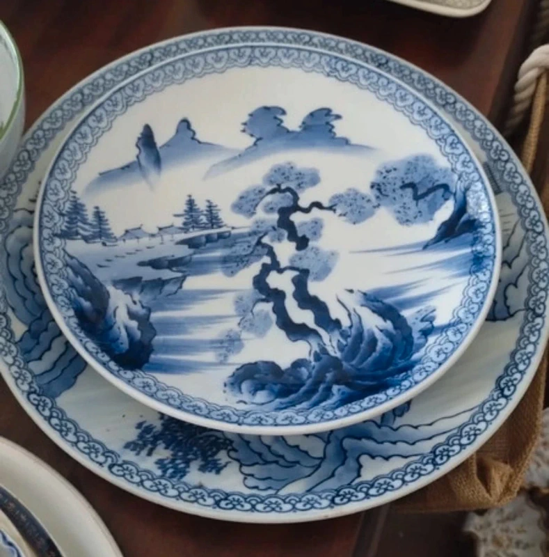 coppia piatto cinese antico decoro blu e bianco coppia piatto cinese antico decoro blu e bianco