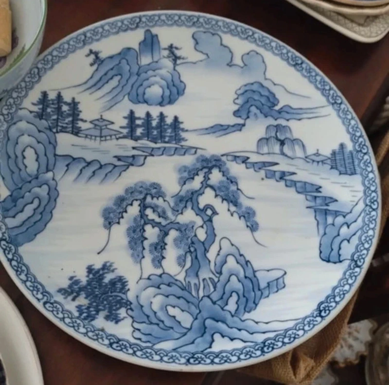coppia piatto cinese antico decoro blu e bianco coppia piatto cinese antico decoro blu e bianco
