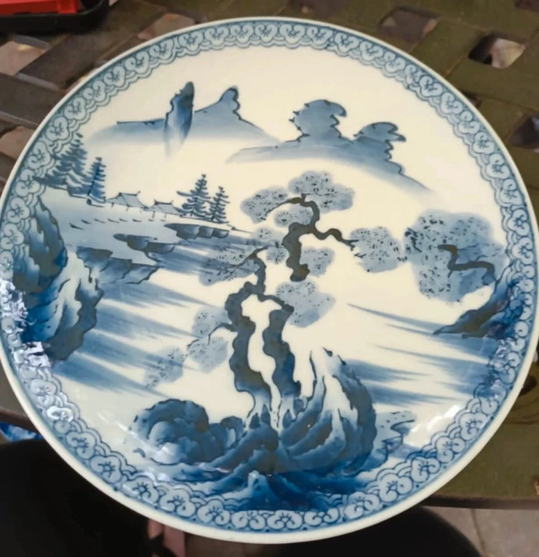 coppia piatto cinese antico decoro blu e bianco coppia piatto cinese antico decoro blu e bianco