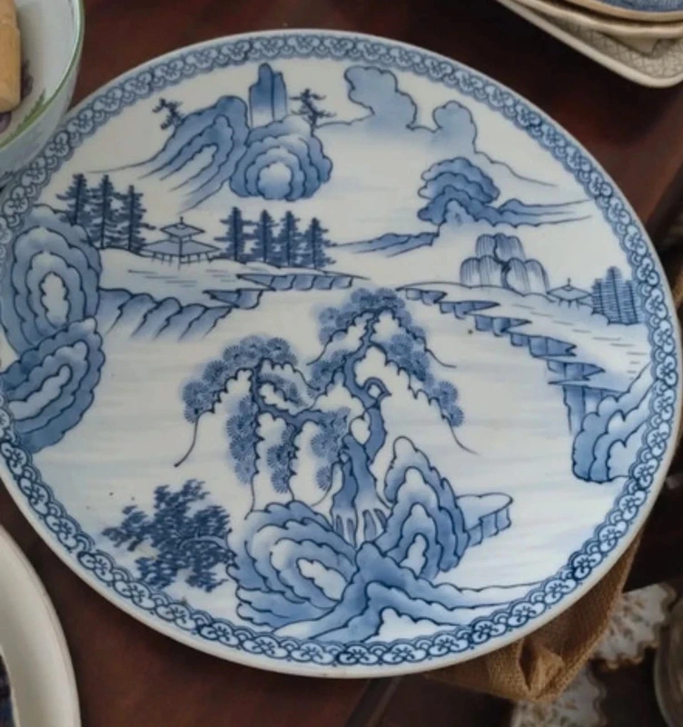 coppia piatto cinese antico decoro blu e bianco coppia piatto cinese antico decoro blu e bianco
