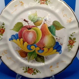 lotto di n.3 piatto dipinto mano frutta bassano italy