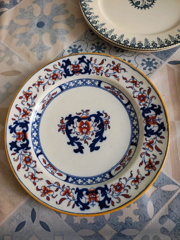 coppia piatto antico minton flow blue ironstone lyre imari coppia piatto antico minton flow blue ironstone lyre imari