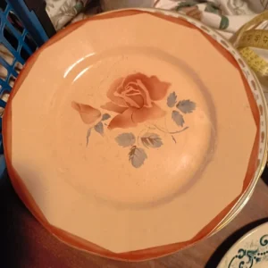 lotto piatti ceramica rosa con fiori marchio digon sarreguemines