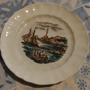 antico piatto società ceramica richard milano dipinto a mano genova la lanterna