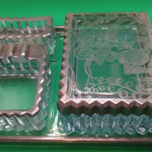 set da fumo vetro decorato in argento murano venezia italy liberty