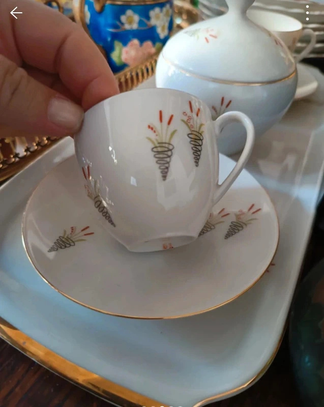 coppia tazze caffè vintage con vassoio e zuccheriera coppia tazze caffè vintage con vassoio e zuccheriera