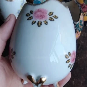 uovo " rotto " vaso cachepot limoges france fiori rosa