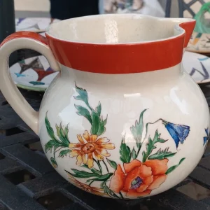 antica brocca caraffa decoro fiori marchio lavenia italy