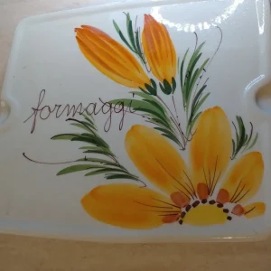 piatto porta formaggio ceramica vintage dipinto mano