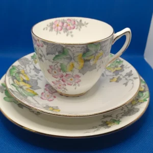 tazza da thè tè e doppio piattino vintage aynsley giallo pallido e floreale (copia)