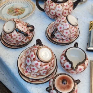 set per due , tazza thè con doppio piattino con lattiera e ciotola midwinter burslem england (copia)