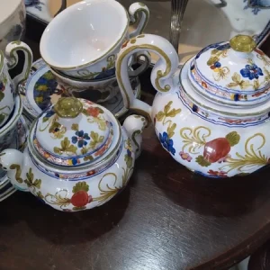 servizio tazza thè tè vintage in ceramica faenza italy garofano “blue carnation”