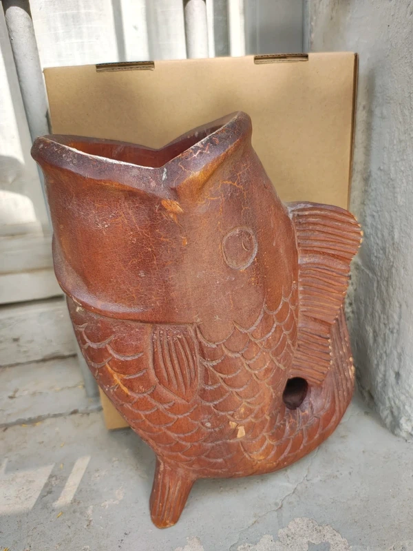 vaso brocca in legno intagliato a forma di carpa koi vaso brocca in legno intagliato a forma di carpa koi