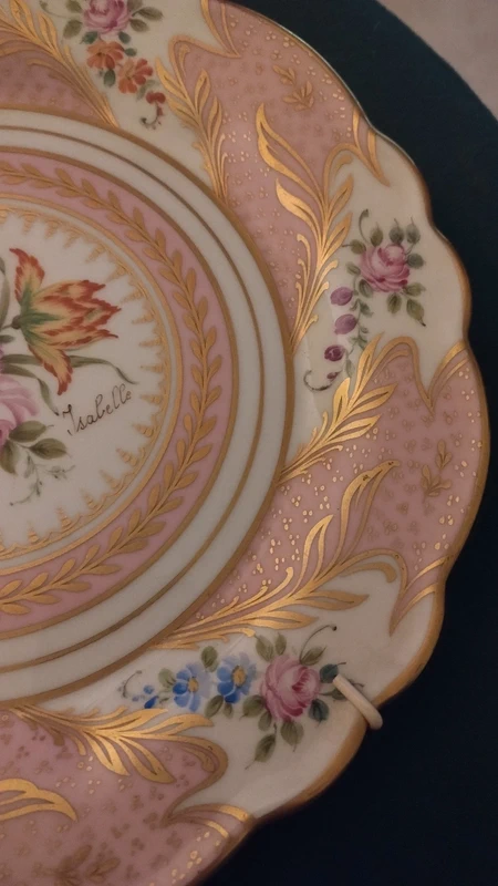 coppia piatto porcellana limoges ulim paris france dipinto a mano coppia piatto porcellana limoges ulim paris france dipinto a mano