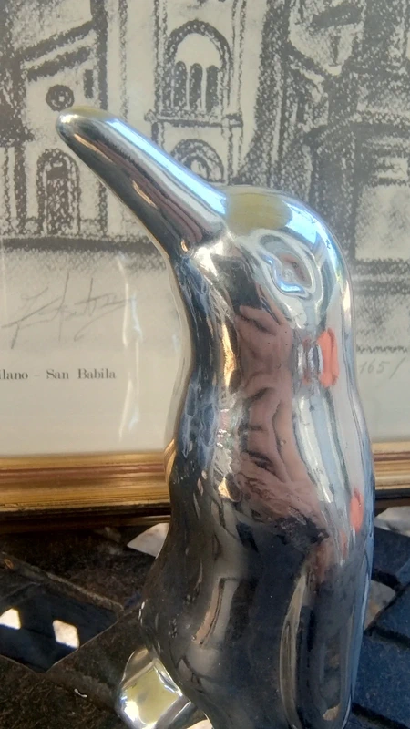 pinguino in ceramica argentata pinguino in ceramica argentata