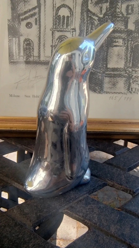 pinguino in ceramica argentata pinguino in ceramica argentata