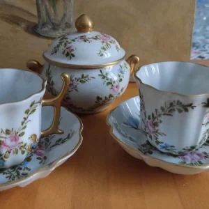 delizioso set caffè per due persone dipinto a mano limoges