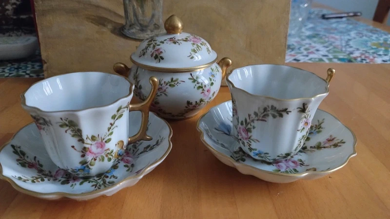 delizioso set caffè per due persone dipinto a mano limoges delizioso set caffè per due persone dipinto a mano limoges