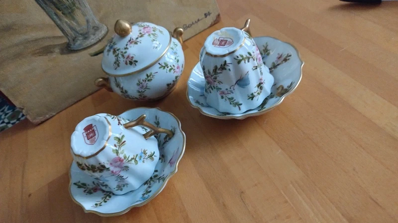 delizioso set caffè per due persone dipinto a mano limoges delizioso set caffè per due persone dipinto a mano limoges