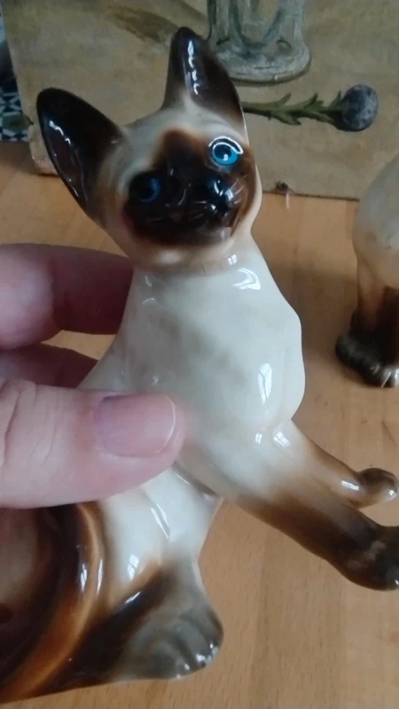 coppia gatto siamese con occhi azzurri in ceramica coppia gatto siamese con occhi azzurri in ceramica
