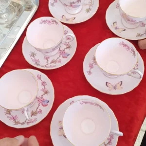 tuscan 6 tazze decorazioni floreali a farfalle rosa porcellana bone china inghilterra