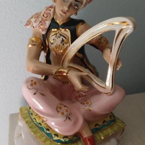 musicista persiano arabo arpista ceramica vintage made in italy