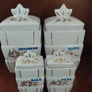 set barattoli cucina vintage anni 50 60 ceramiche di cunardo italy