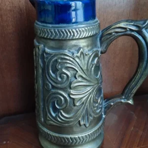 antico boccale caraffa brocca ceramica argento 1900