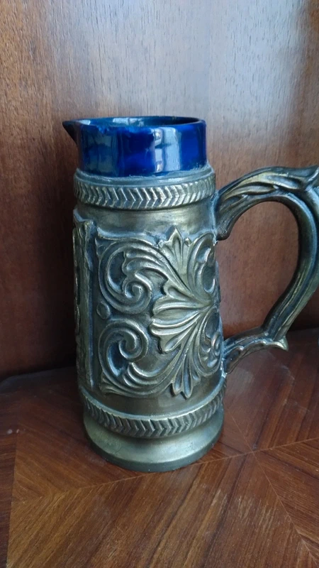 antico boccale caraffa brocca ceramica argento 1900 antico boccale caraffa brocca ceramica argento 1900