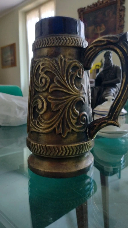 antico boccale caraffa brocca ceramica argento 1900 antico boccale caraffa brocca ceramica argento 1900