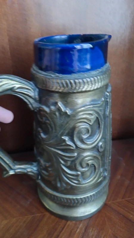 antico boccale caraffa brocca ceramica argento 1900 antico boccale caraffa brocca ceramica argento 1900