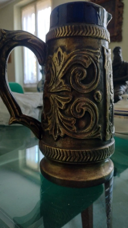 antico boccale caraffa brocca ceramica argento 1900 antico boccale caraffa brocca ceramica argento 1900