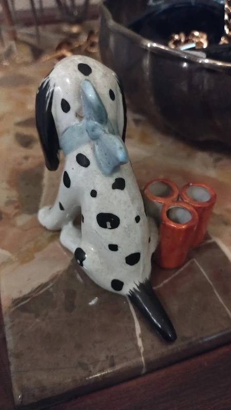 cane dalmata cucciolo "portasigarette" porcellana vintage cane dalmata cucciolo "portasigarette" porcellana vintage