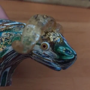 muflone bufalo in vetro murano con murrine millefiori e oro