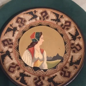 coppia di piatti in ceramica sarda dipinti a mano