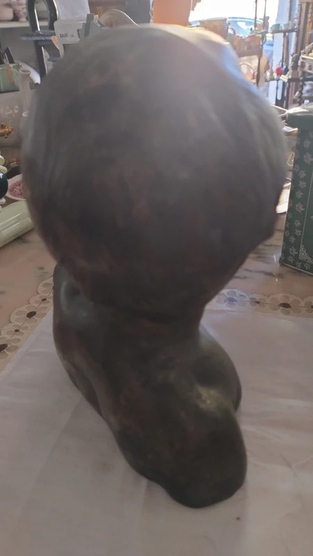 antico busto testa di bambino in terracotta e lamina argentata antico busto testa di bambino in terracotta e lamina argentata