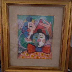 dipinto pagliacci maschere dopo la scena di adriano paoli milano italy