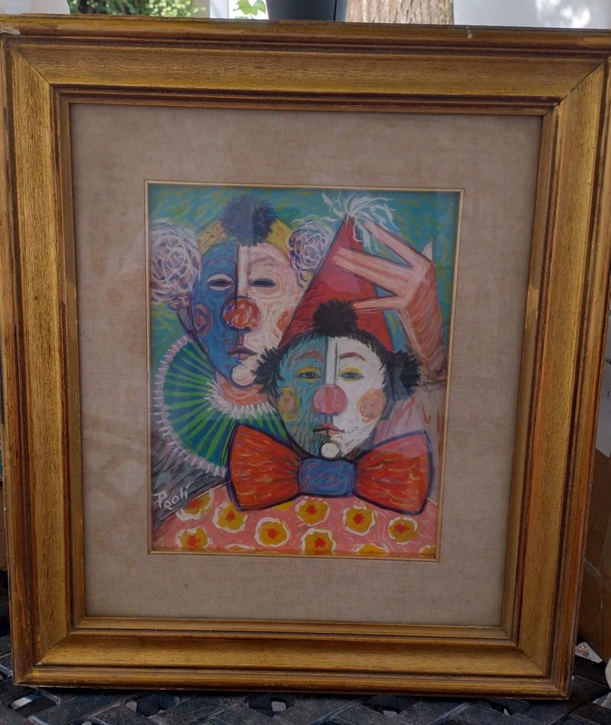 dipinto pagliacci maschere dopo la scena di adriano paoli milano italy dipinto pagliacci maschere dopo la scena di adriano paoli milano italy