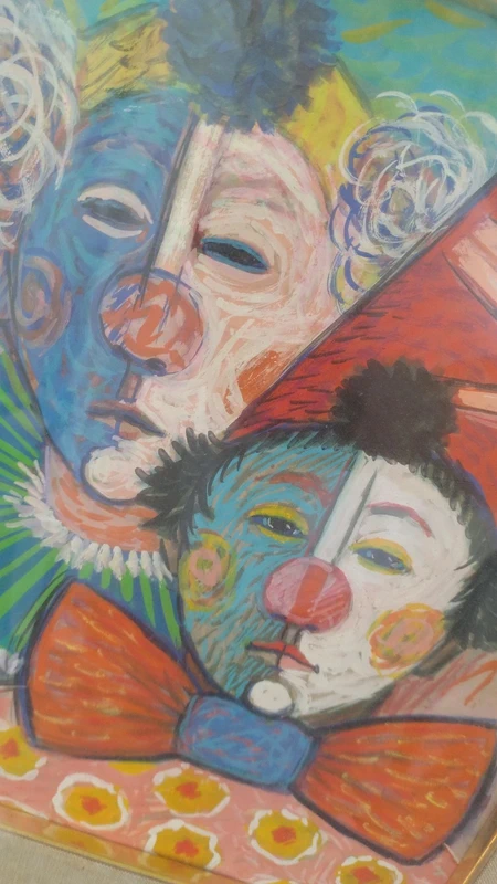 dipinto pagliacci maschere dopo la scena di adriano paoli milano italy dipinto pagliacci maschere dopo la scena di adriano paoli milano italy
