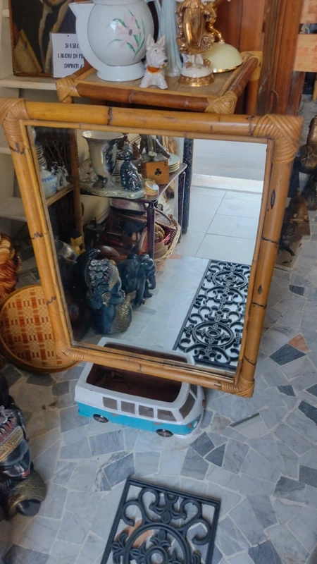 specchio rettangolare in bambù vimini vintage specchio rettangolare in bambù vimini vintage
