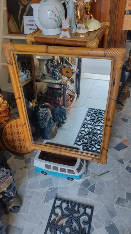 specchio rettangolare in bambù vimini vintage specchio rettangolare in bambù vimini vintage