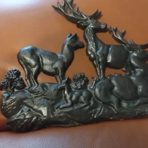 targa in ghisa famiglia di cervo e cerbiatto