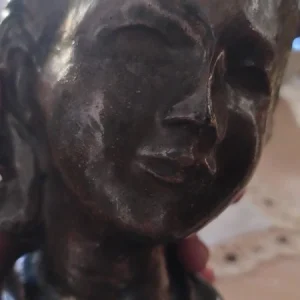 antico busto testa di bambino in terracotta e lamina argentata (copia)