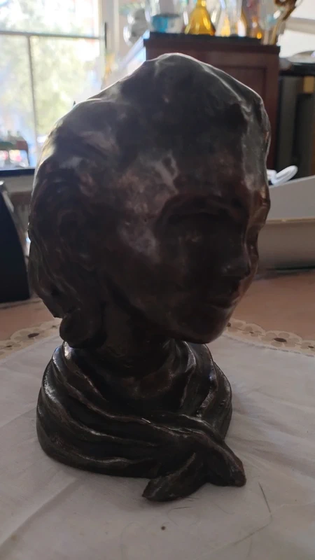 antica testa donna terracotta lamina rame argento antica testa donna terracotta lamina rame argento