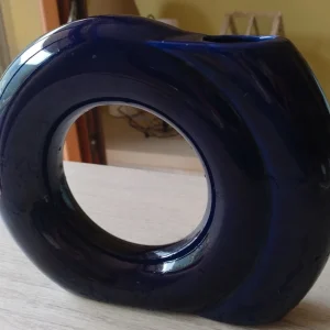 vaso ceramica smaltata blu rif pietro arosio per parravicini vintage