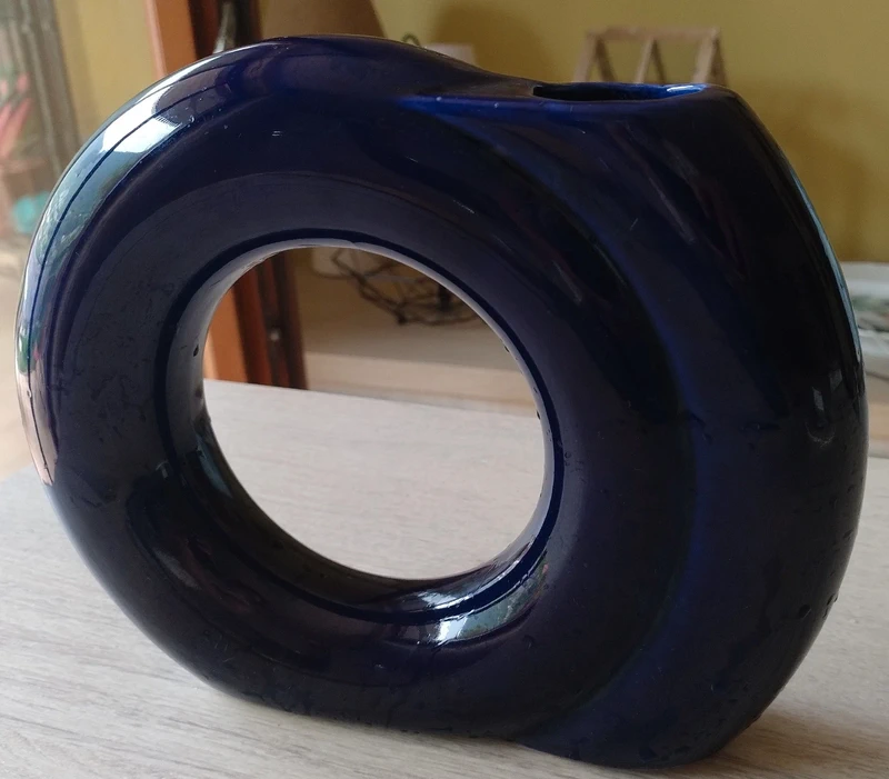 vaso ceramica smaltata blu rif pietro arosio per parravicini vintage