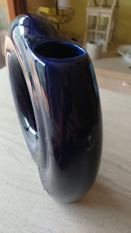 vaso ceramica smaltata blu rif pietro arosio per parravicini vintage vaso ceramica smaltata blu rif pietro arosio per parravicini vintage