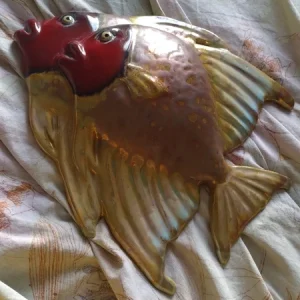 scultura coppia pesce ceramica m.g.a. albisola italia