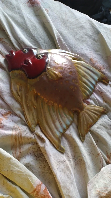 scultura coppia pesce ceramica m.g.a. albisola italia scultura coppia pesce ceramica m.g.a. albisola italia